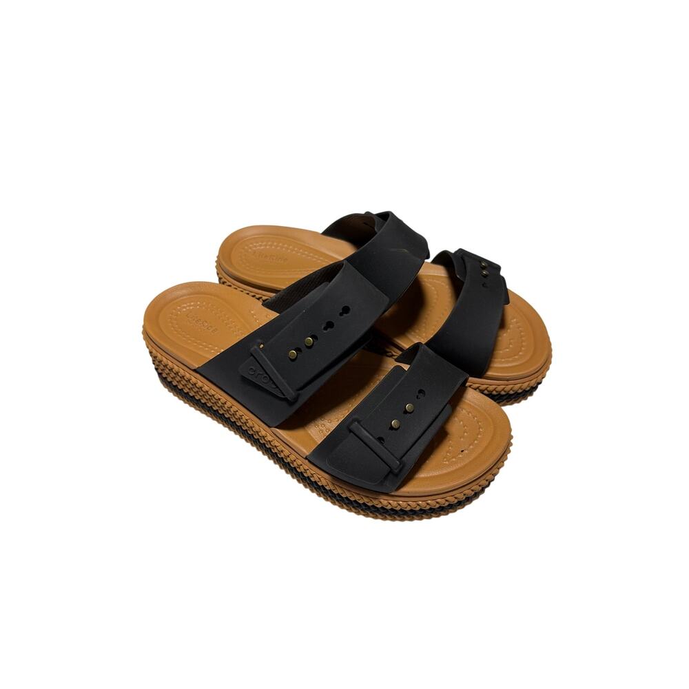 Crocs Brooklyn Buckle Low Wedge Sandals Size 5 EUC